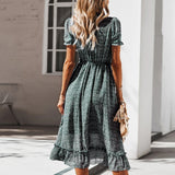 Long Casual Dress For Women Dress Temperament Flower Summer Sleeve Women'S Print Casual V-Neck A Line Dresses For Women Casual