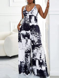 Plus Size Tie Dye Print Wide Leg Jumpsuit