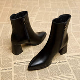 2022 Spring and Autumn New British Style Thin and Thin Women's Boots Pointed Toe Thin Side Zipper Black Nude Boots Women
