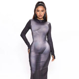 CUTENOVA Women Long Sleeve Party Club Bodycon Streetwear Fall Long Dress Summer Clothes