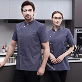 Unisex Chef Jacket Short Sleeve Kitchen Cook Coat Chinese Restaurant Waiter Uniform Top