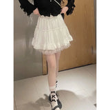 White Lace Mini Skirt for Women Girl Kawaii Short Skirt for Summer Fairycore Clothes Korean Fashion Lolita Clothing Fairy Core