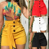 Hot Sale Women's Shorts High Waist Shorts Street Casual Shorts Solid Color Beach Women's Skinny Short Daily Life