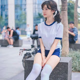 Japanese School Uniform Women Jersey Anime Cosplay Costume Gym Sportwear Cheerleader Volleyball JK New T Shirt Shorts Bloomers