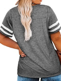 Women's Plus Size 1XL-8XL Casual V-neck Short Sleeved Solid Color Loose T-shirt Sports Outdoor Top Women Clothing