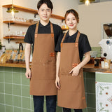 New Fashion Kitchen Aprons for Woman Men Chef Work Apron for Restaurant Bar Shop Cafes Beauty Nails Studios Uniform Custom Logo