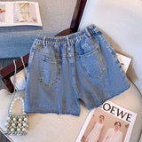 New  Ladies Summer Plus Size hot pants For Women Large Size Loose Blue Cotton Hole Pocket Denim Shorts 3XL 4XL 5XL 6XL 7XL