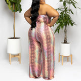 European and American fashion new summer printed casual wear plus size tube top jumpsuit with pockets