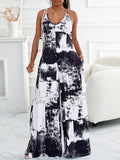 Plus Size Tie Dye Print Wide Leg Jumpsuit