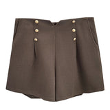 Autumn And Winter 100KG Fashion Woolen Wide Leg Shorts Plus Size Women's Casual High Waist Six Button Bootcut 1170