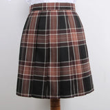 Long Sleeve JK School Uniform Suit Autumn Winter High Waist Plaid Pleated Skirts Women Students Girls Clothes