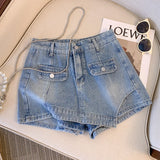 Plus Size L-4XL Denim Shorts For Women High Waist Fashion Summer Jean Pants High Street Y2K Clothing Free Shipping  Skirt Short