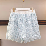 New 2022 Ladies Plus Size Basic Shorts For Women Large Size Floral Embroidery Lace Shorts 3XL 4XL 5XL 6XL 7XL