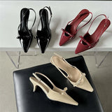Eilyken Fashion Pointed Toe Pumps Sandals Elegant Woman Slingbacks Buckle Strap Thin Heels Female Wedding Party Mules Shoes