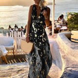 Party Dress Flowy Hem Soft Ankle-Length Elegant Bronzing Applique Casual Vest Gown Dress   Beach Dress  Female Clothing