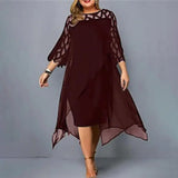 Autumn Dress Sexy Large Size Party Dress Mesh Prom Dress  Plus Size Women Dress Female Clothes