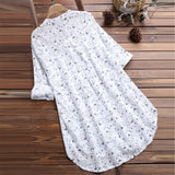 Women Spring Cotton Linen T-Shirt Dress Plus Size Ladies Casual Baggy Tunic Blouse Tops Female Floral Clothing 2024