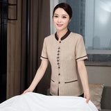 Hotel Cleaning Service Uniform Summer Guest Room Waiter Workwear Short Sleeve Hotel Property Cleaning PA Aunt Uniform
