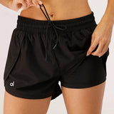 Yoga Scrunch Shorts Casual Running Training Shorts Double Layer Fake Two Piece Sports Fitness Gym Shorts