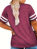 Women's Plus Size 1XL-8XL Casual V-neck Short Sleeved Solid Color Loose T-shirt Sports Outdoor Top Women Clothing