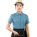 Milk Tea Shop Work Clothes Summer Catering Restaurant Waiter Uniform Woman Baker Waiter Shirt Hotel Food Serice Waitress Uniform