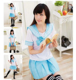 Summer Japanese school uniforms anime cosplay sailor suit short sleeve tops+tie+skirt Navy Preppy style Students Uniform for Gir