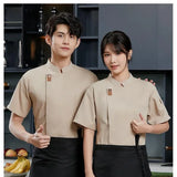 Chef Jacket for Men Women Short Sleeve Cook Shirt Bakery Restaurant Waiter Uniform Top