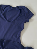 Zllkl Vianna Solid Color Balletcore U-Neck Stretch-Neck Short-Sleeved Pleated V-Waist Mini Dress