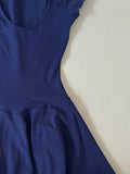 Zllkl Vianna Solid Color Balletcore U-Neck Stretch-Neck Short-Sleeved Pleated V-Waist Mini Dress