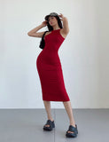 Zllkl Kim Solid Color Halter Neck Sleeveless Slim Long Dress